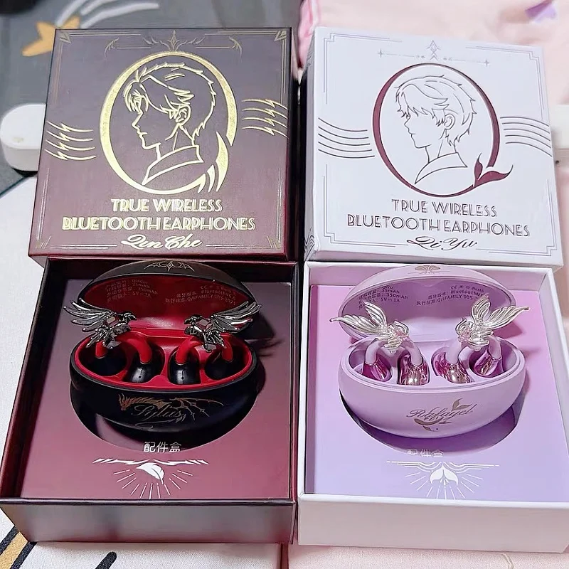 

Беспроводные Bluetooth-наушники Fanfan Market True Wireless с креплением на ухо, новый стиль 2026, дизайн «Ворон», аниме-мерч Otome Game Sylus