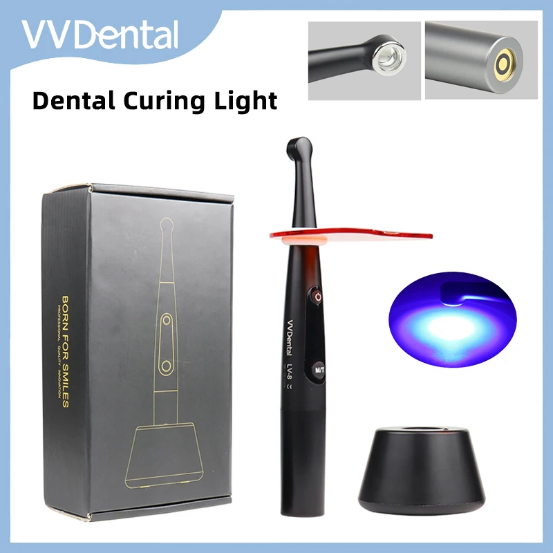 Беспроводная светодиодная полимеризационная лампа VVDental, 3 секунды, 2200 мВт/см2, 2 режима, 455-465 нм, фотополимерный агент широкого спектра, стоматологические инструменты