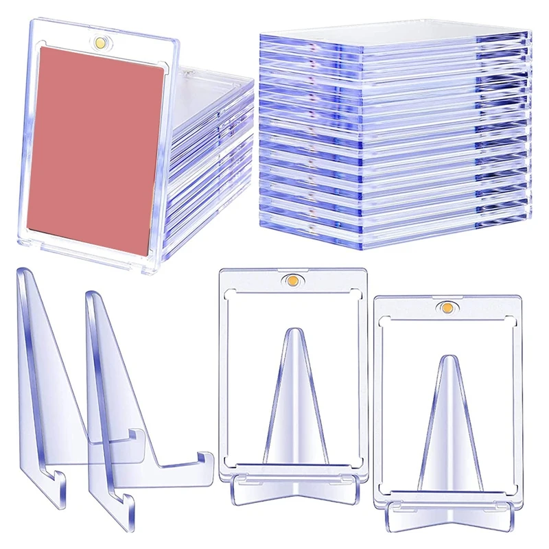 Magnetic Card Holders Card Cares With Clear Acrylic Stands 35 Pt Clear Trading Cards Cases Protectors Display