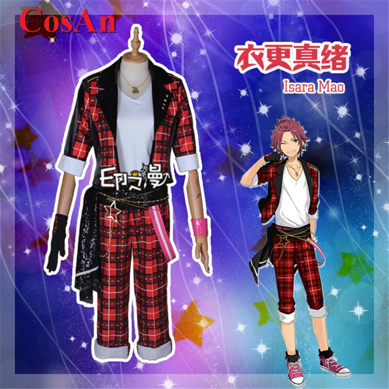 CosAn Game Ensemble Stars Akehoshi Subaru Cosplay Costumes Trickstar Members Red Grid Uniform Suit Male Role Paly Clothing