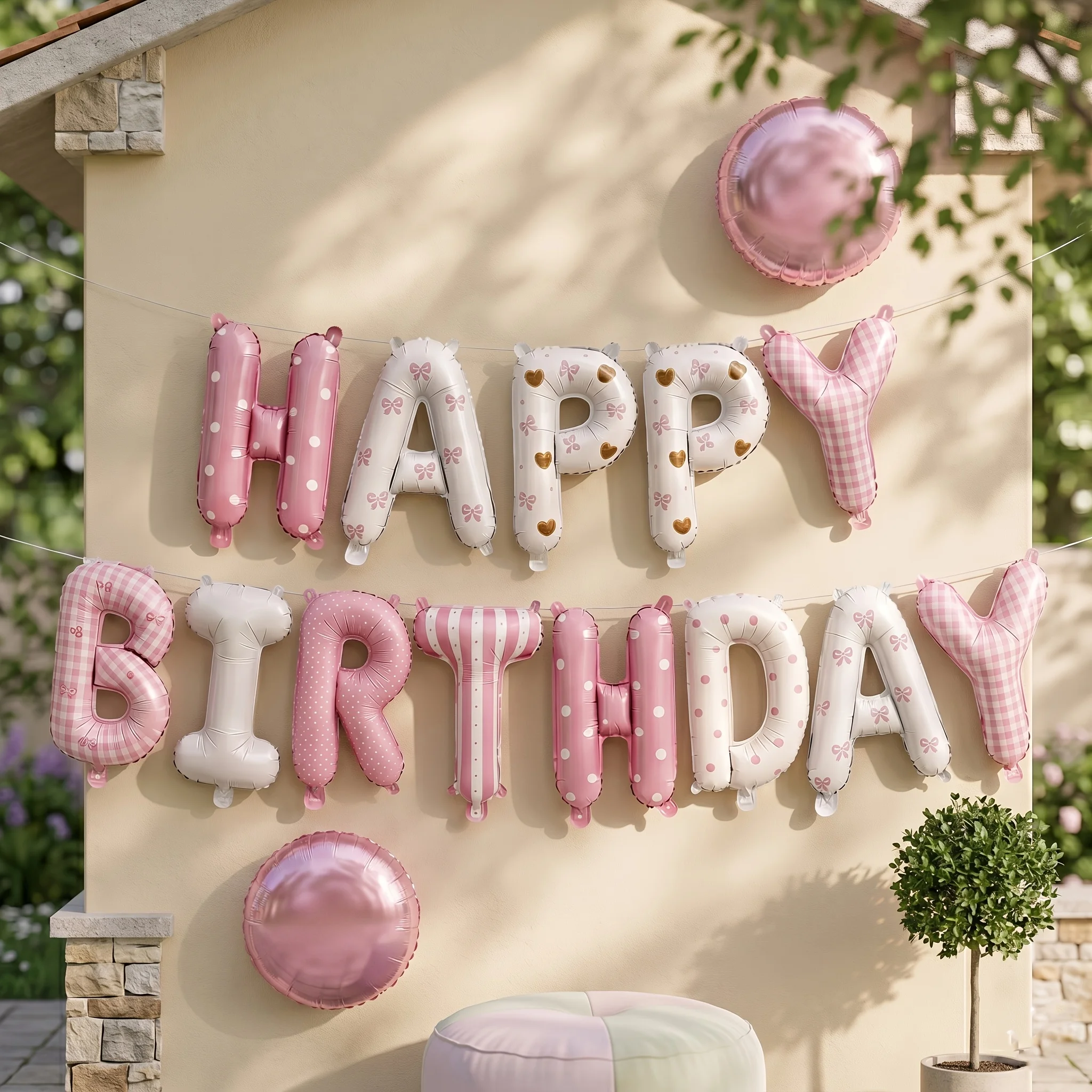 15-teiliges Macaron-farbenes Buchstabenballon-Set aus Aluminiumfolie mit der Aufschrift „Happy Birthday“ für die Geburtstagsfeierdekoration – Detail 7
