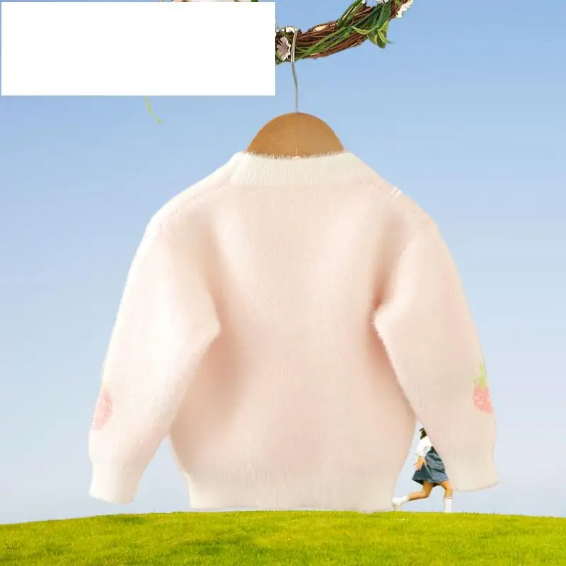 حار فتاة الخريف البلوز الشتاء رشاقته سترة الجولة الرقبة تريكو Homewear الطفل الدفء Kawaii موضة جديدة ملابس كاجوال