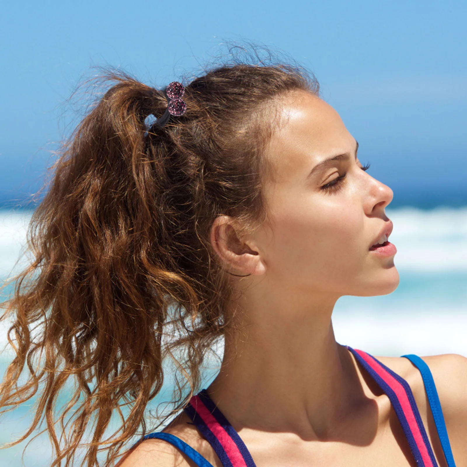 

3Pcs Trendy Rhinestone Hair Ties Scrunchies Bands for Girls Daily Use Hair Tie Band Ponytail Holders Elastic Ponytail Holders