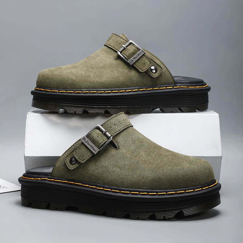 أحذية ميولز جديدة بكعب سميك للرجال والنساء مع تغطية للأصابع، مصنوعة من الجلد المضاد للفراء، أحذية بيركن مريحة وقابلة للتنفس ل...