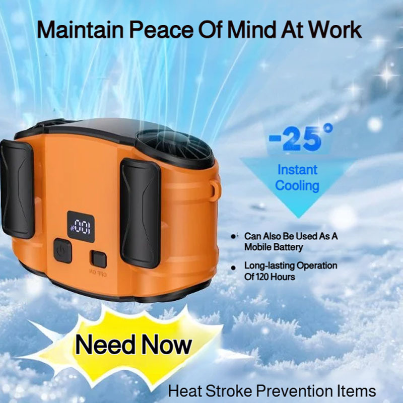  10000mAh Outdoor Double Air Outlet Fan Portable Waist Hanging Neck Battery Powered Outdoor Fan Rechargeable Fan for Travel 선풍기 