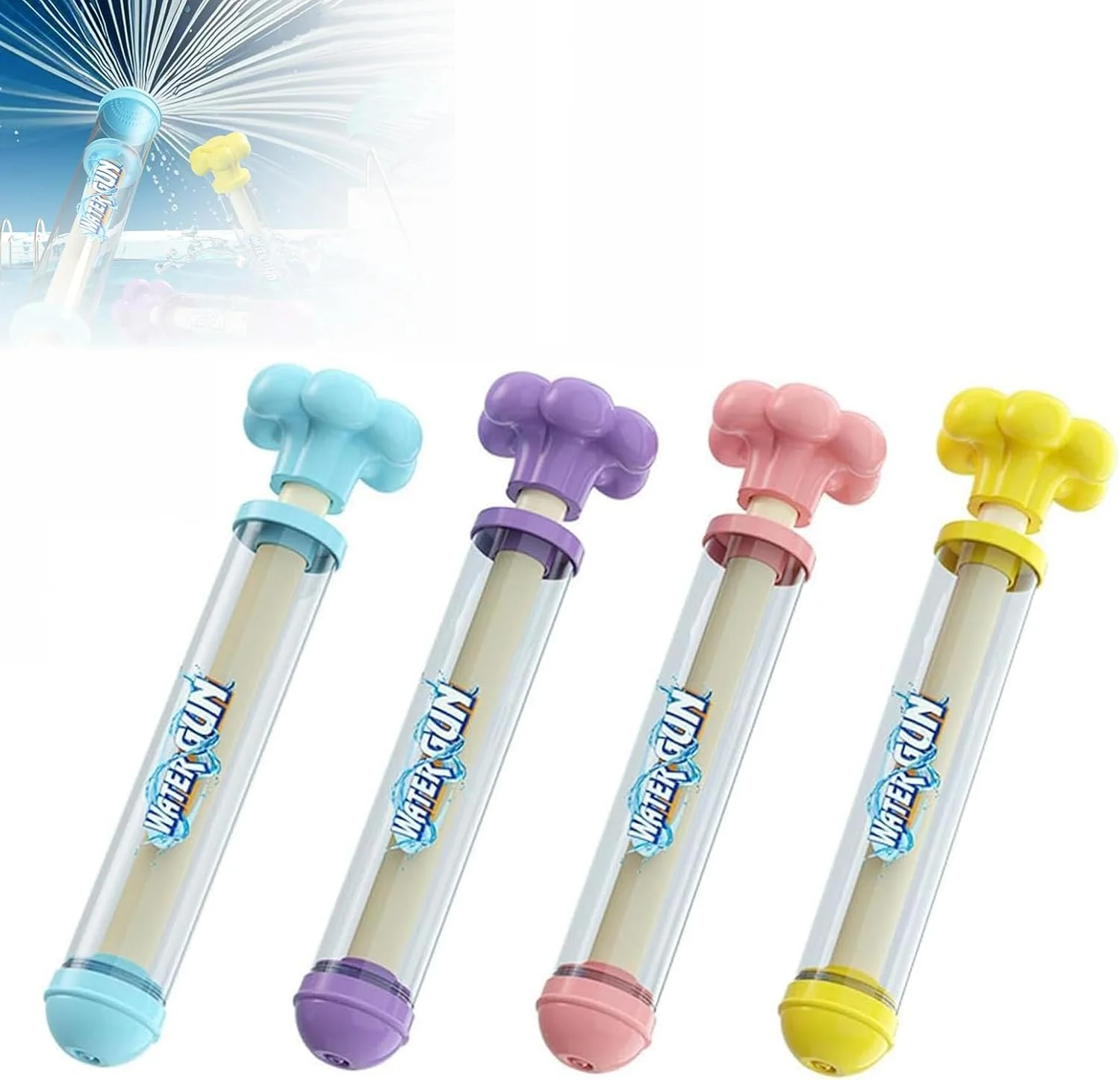 Pistola de água de fogos de artifício, brinquedo portátil para crianças, blaster de água com distribuição uniforme de água para crianças, verão interativo