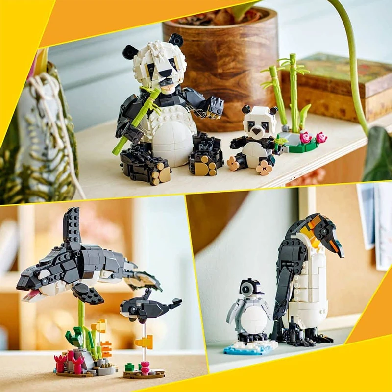 Lego Building Blocks 3-in-1 Serie di animali Panda selvatico e simpatico coniglio Puzzle per bambini Modello giocattolo Giocattolo fai da te Regalo per bambini