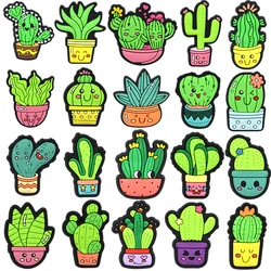 Hot Sales 1Pcs Cute Cactus Shoe Charms Pin for Crocs Accessories Bubble Slides Sandals Decoration Kids Adult Party Gifts