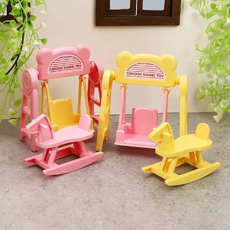 1 セットドールハウスマカロンカラーミニチュアスイングホースキットベビードール子供ふり遊びおもちゃ女の子ギフト DIY アクセサリー