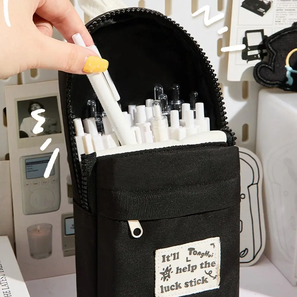 Multi Functional Black Cat Pencil Case Embroidery Pattern Backpack Shape Stationery Bag Stationery Organizer Students