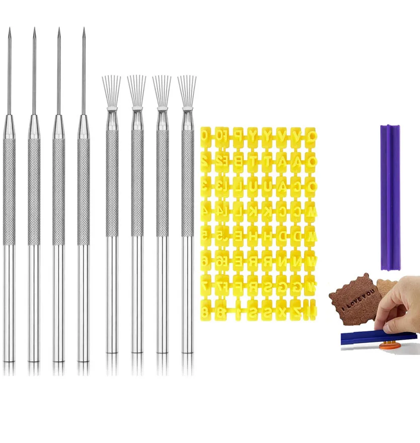 Clay Presser Stamps and Needle Tools Set Alphanumeric Letters Embosser for Pottery Ceramic Sculpting Texturing Needle Tools DIY