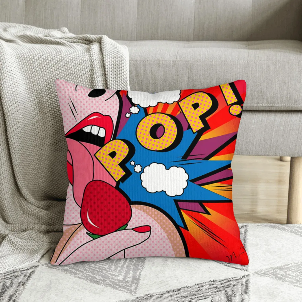 Pop Art  Polyester Cushion Cover For Home Garden Decorative Reusable Pillow Cover