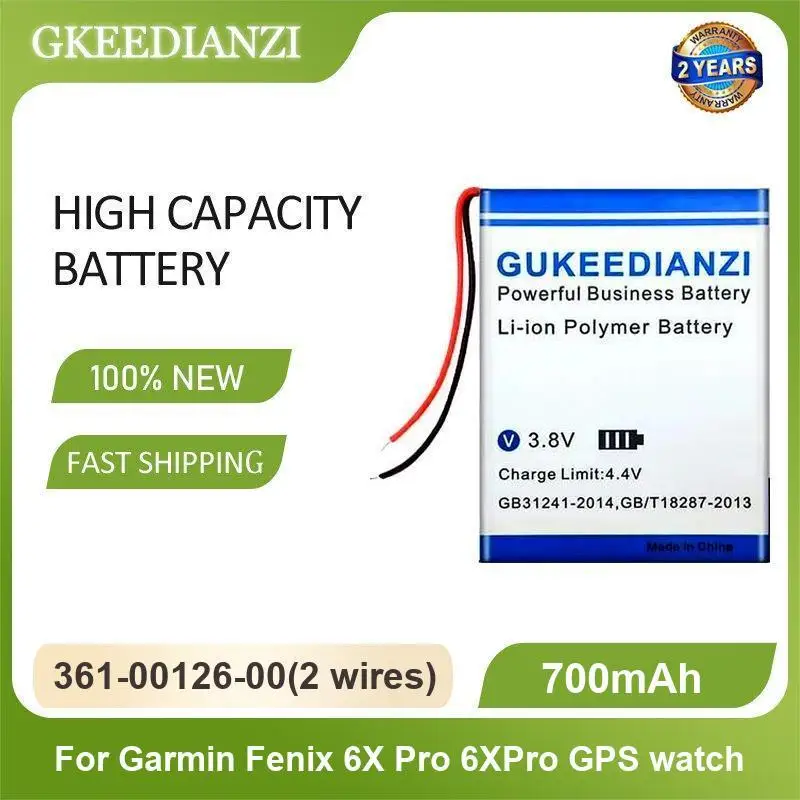 

Аккумулятор для GPS-часов Garmin Fenix 6X Pro 6XPro, 361-00126-00 (2 провода), 700 мАч, высокая емкость