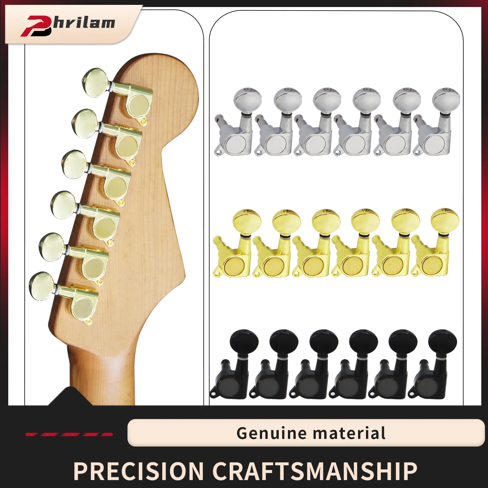Mango redondo pequeño, clavijas de afinación de guitarra eléctrica selladas 6 en línea, clavijas de máquina, sintonizadores 6L/6R para piezas de guitarra FD ST/TL