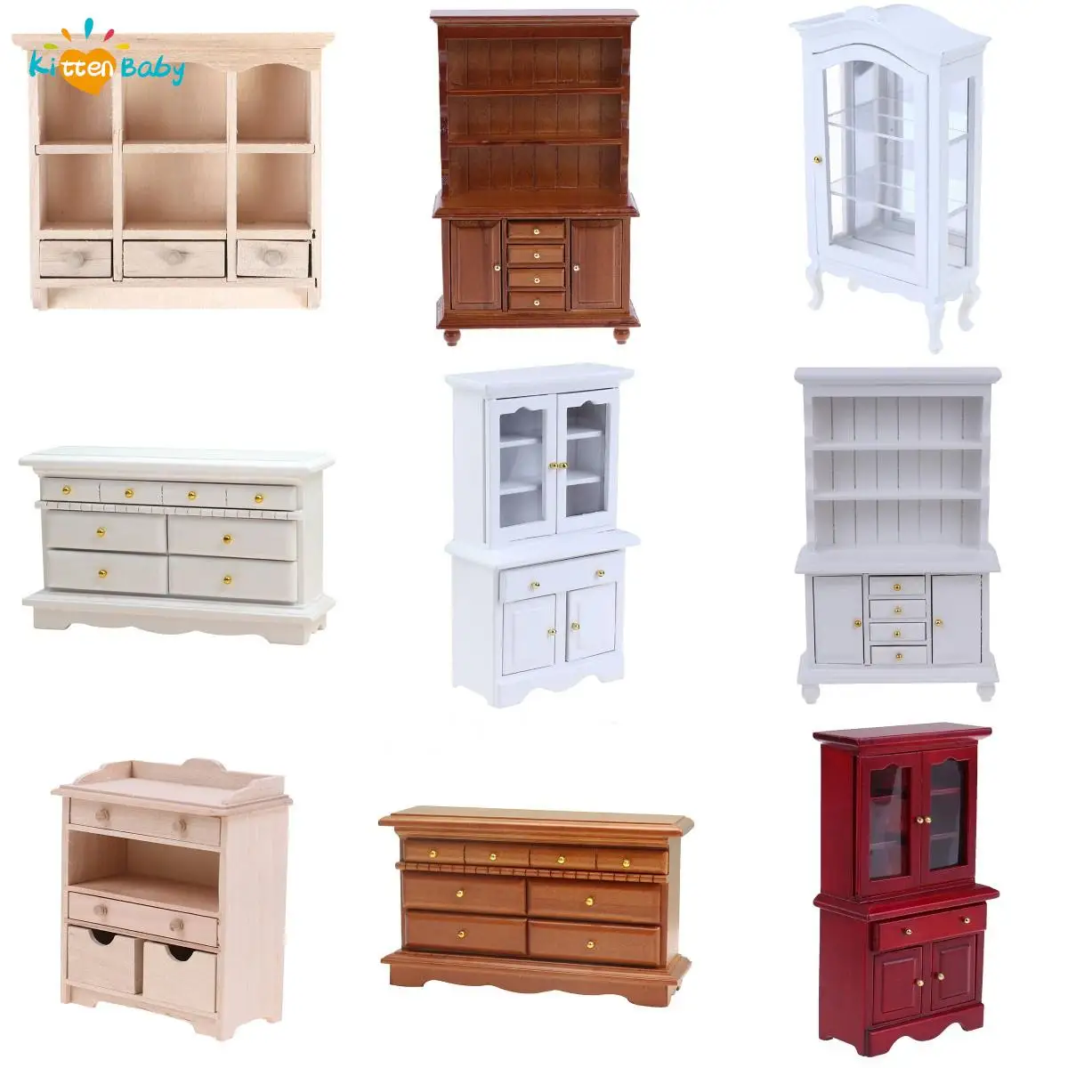 Multi Style Miniature Closet TV Book Cake Bedside Table Cabinet Shelf Legs Cupboard Model Dollhouse Furniture Decor DIY Toys