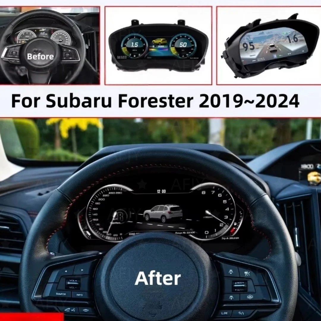 12.3'' Digital Instrument Cluster fit For SUBARU Forester 2019-2024 Liquid Crystal Display Dashboard with CarPlay Plug and Play