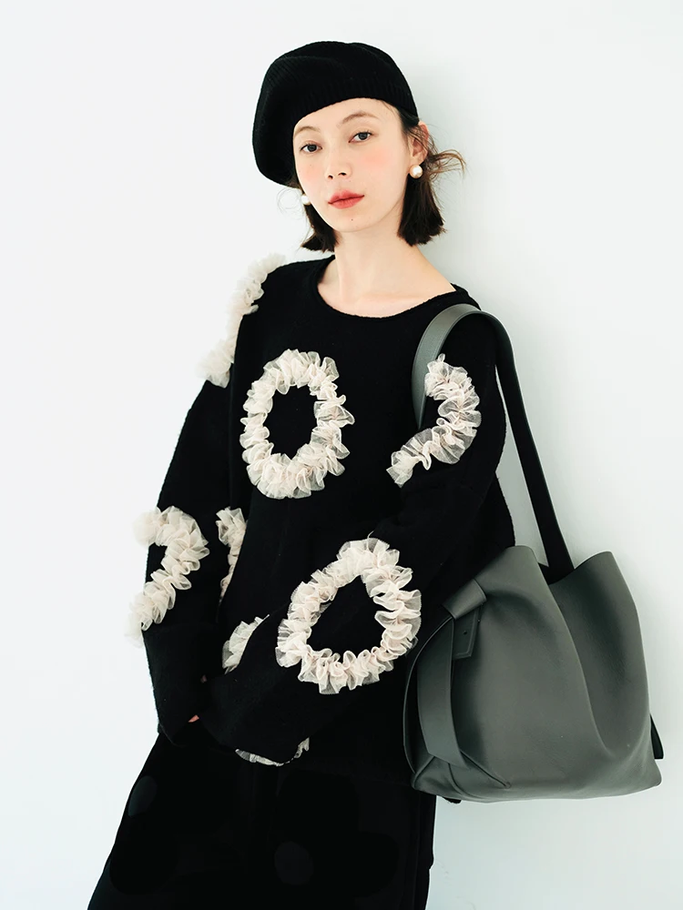 imakokoni girls original Spring Mohair lace Flower pullover for Autumn/Winter 2022 223943