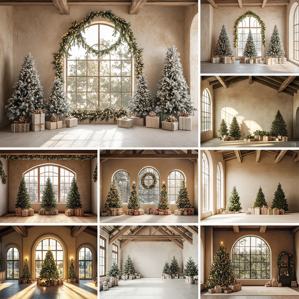 

Farmhouse Christmas Cottage Backdrops Child Baby Photo Props Adult Kids Decors Photography Xmas Tree Photo Studio Backgrounds