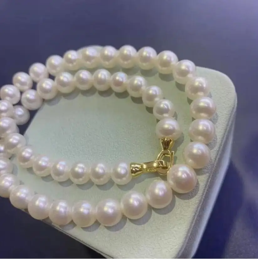 

gorgeous 8-9mm 9-10mm 10-11mm south sea white pearl necklace 18inch 925s