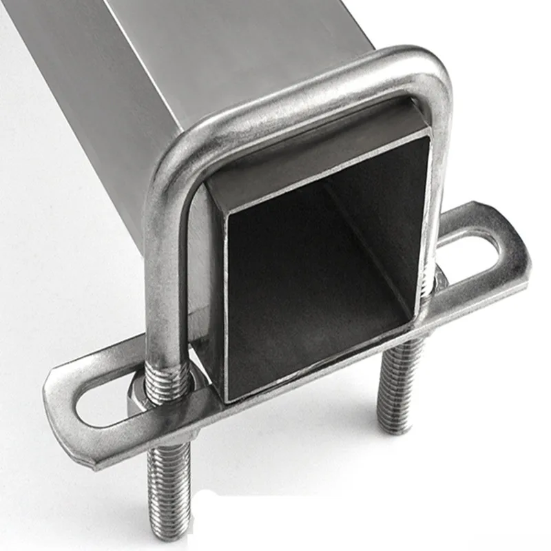 304 Stainless Steel U-bolt Right Angle Screw U-square Clamp Buckle Square Pipe Clamp Square Clamp Right Angle U-clamp