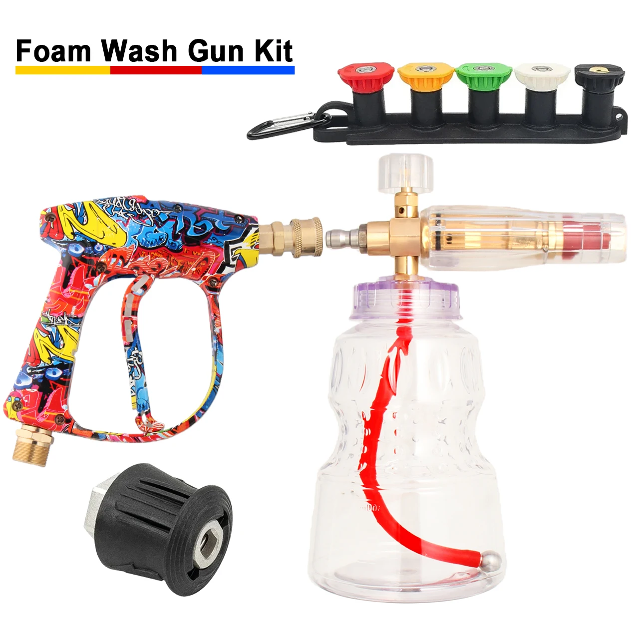 

Vibrant Painted Spray Gun + Aluminum Alloy Foam Cannon Kit, Optional Adapters & Multi-Angle Nozzles for Auto Washing