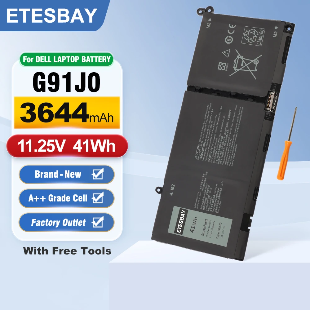 

ETESBAY G91J0 Laptop Battery For Dell Inspiron 3515 5310 5418 5515 Latitude 3320 3520 3420 Vostro 3510 3511 5510 XDY9K 11.25V
