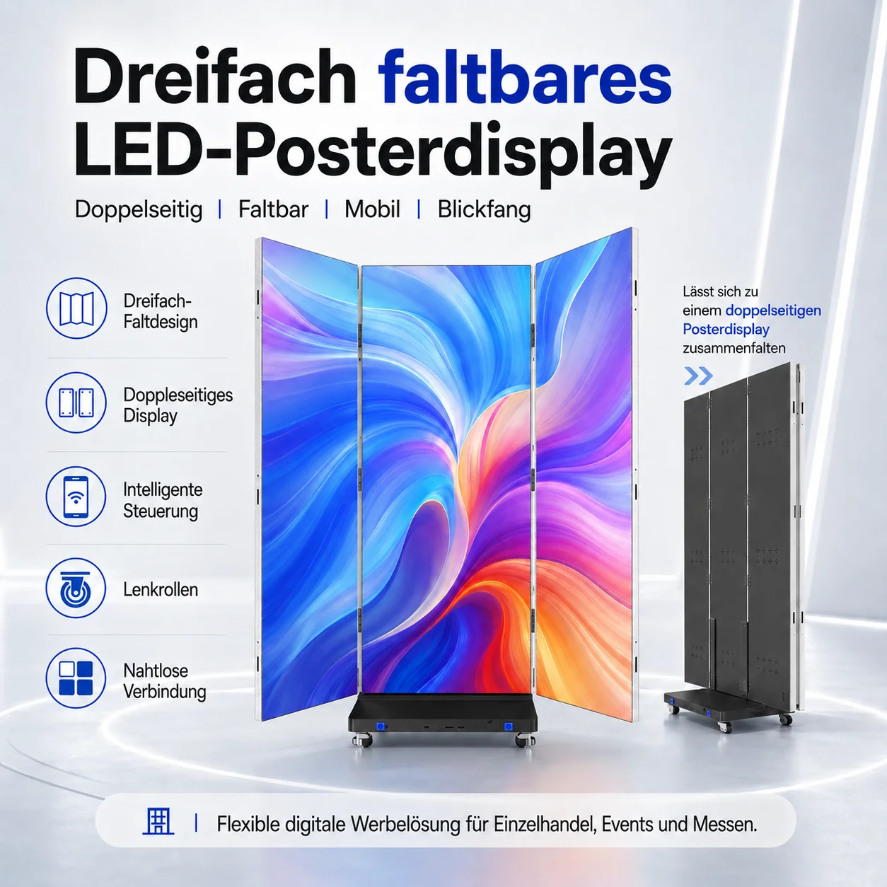 Indoor Poster Led P2.5 LED Digital Sign Advertising Display Portable Trifold Led Poster Digital Video