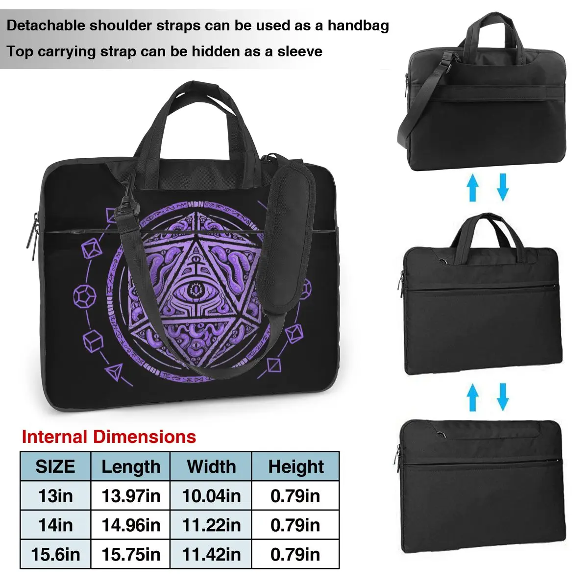 Lila cthulhu eldritch d20 Laptop tasche Schutzhülle Vintage Computer tasche Fahrrad Cross body Laptop tasche