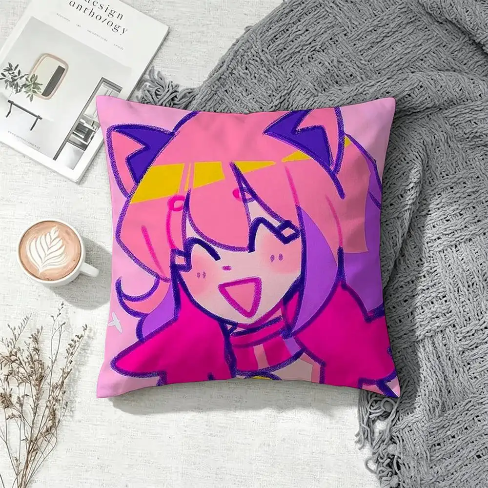 mew mew PINK Deltarune  Square Double-Sided Printed Pillow Case Sofa Cushion Cover Bedroom Bedside Decor