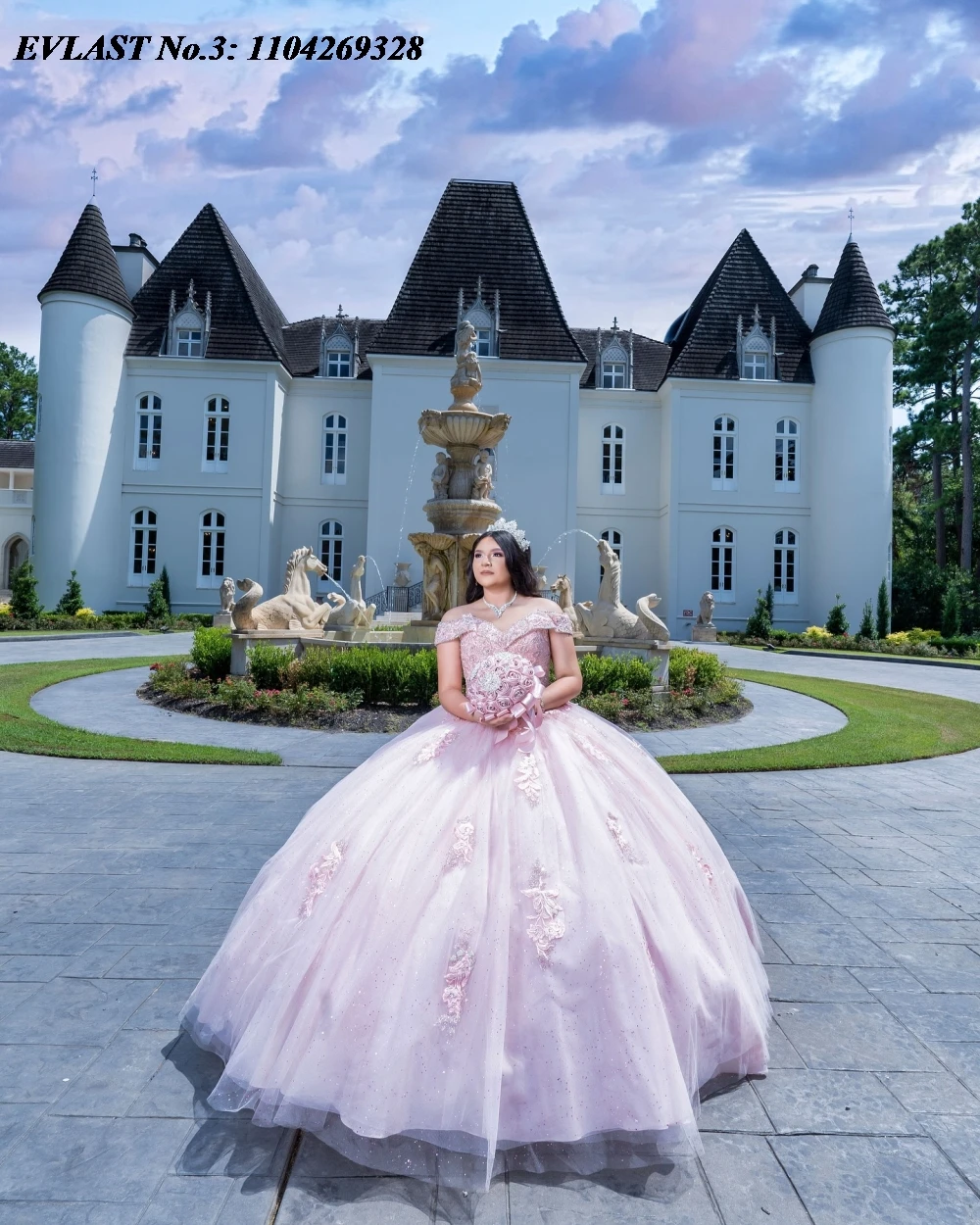 EVLAST Maßgeschneidertes errötendes rosa Quinceanera-Kleid, Ballkleid, Spitze, Perlenstickerei, Tüllkorsett, Sweet 16, Vestido De 15 Anos E3Q396