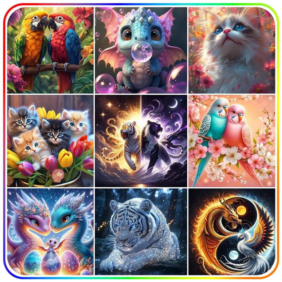 

SDOYUNO Diamond Painting Set Animals Full Square Round Drill Drawings With Diamonds Cross Stitch Kits Diamond Art Accessories