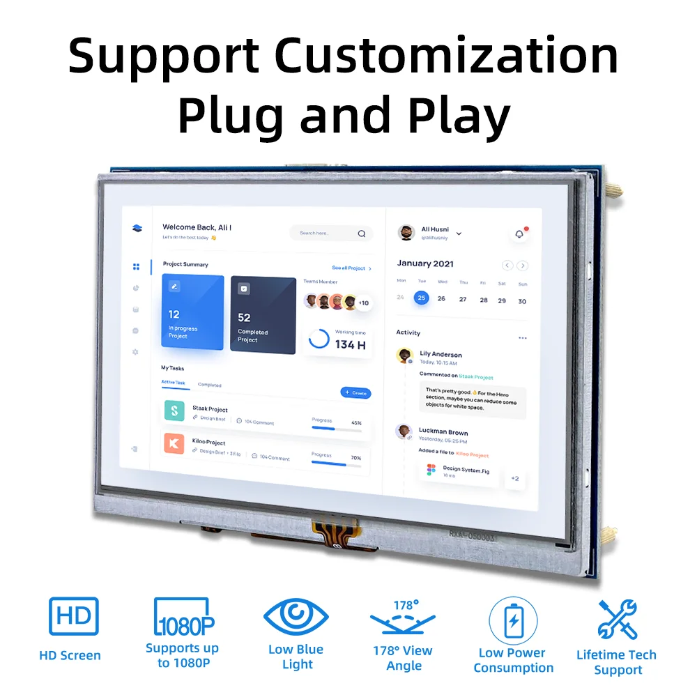 5-дюймовый ЖК-Дисплей HDMI 800*480 резистивный сенсорный экран для Raspberry Pi 5 4B 3B 2B B + B 3A + A + Zero W Zero