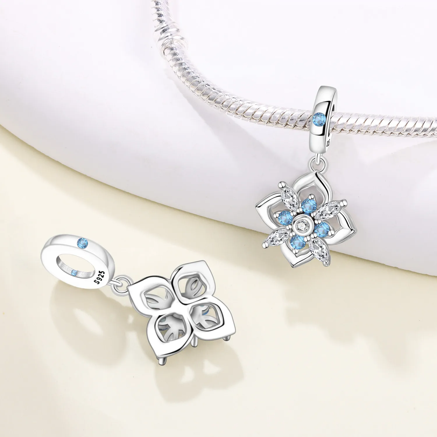 Charms S925 Silver Plant Series Flower Basket Lotus Blue Iris Ginkgo Biloba Beads Pendant Fit Diy Bracelet Gifts Jewelry Making