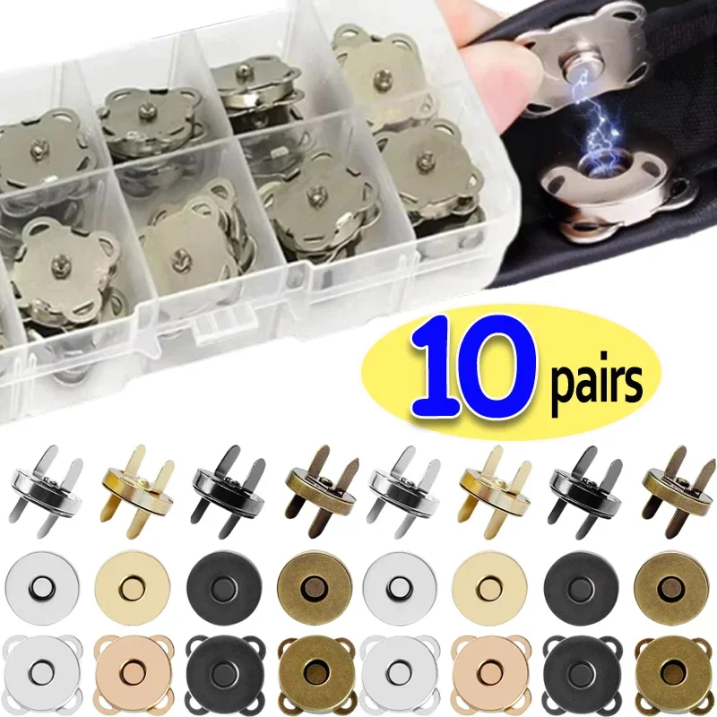 10 Sets Bags Magnetic Snap Button Fasteners Clasps Buttons Handbag Purse Wallet Craft Bags Parts Adsorption Buckle 14/18mm Size