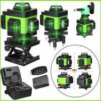 4D 12/16/8 Lines Laser Level 360° Self-leveling Machine USB Rechargeable Leveling Tool Vertical Horizontal Green Laser Levels