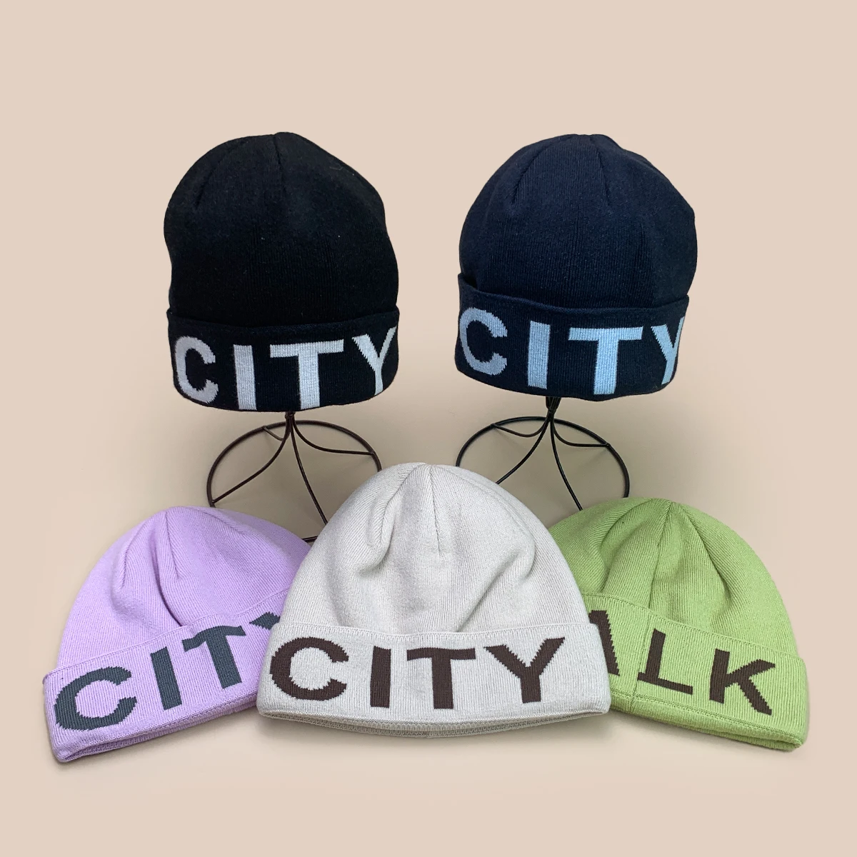 

American Style Jacquard CITYWALK Letters Wool Knitted Hats New Men Women Warm Skate Fashion Simple Casual Versatile ins Beanies