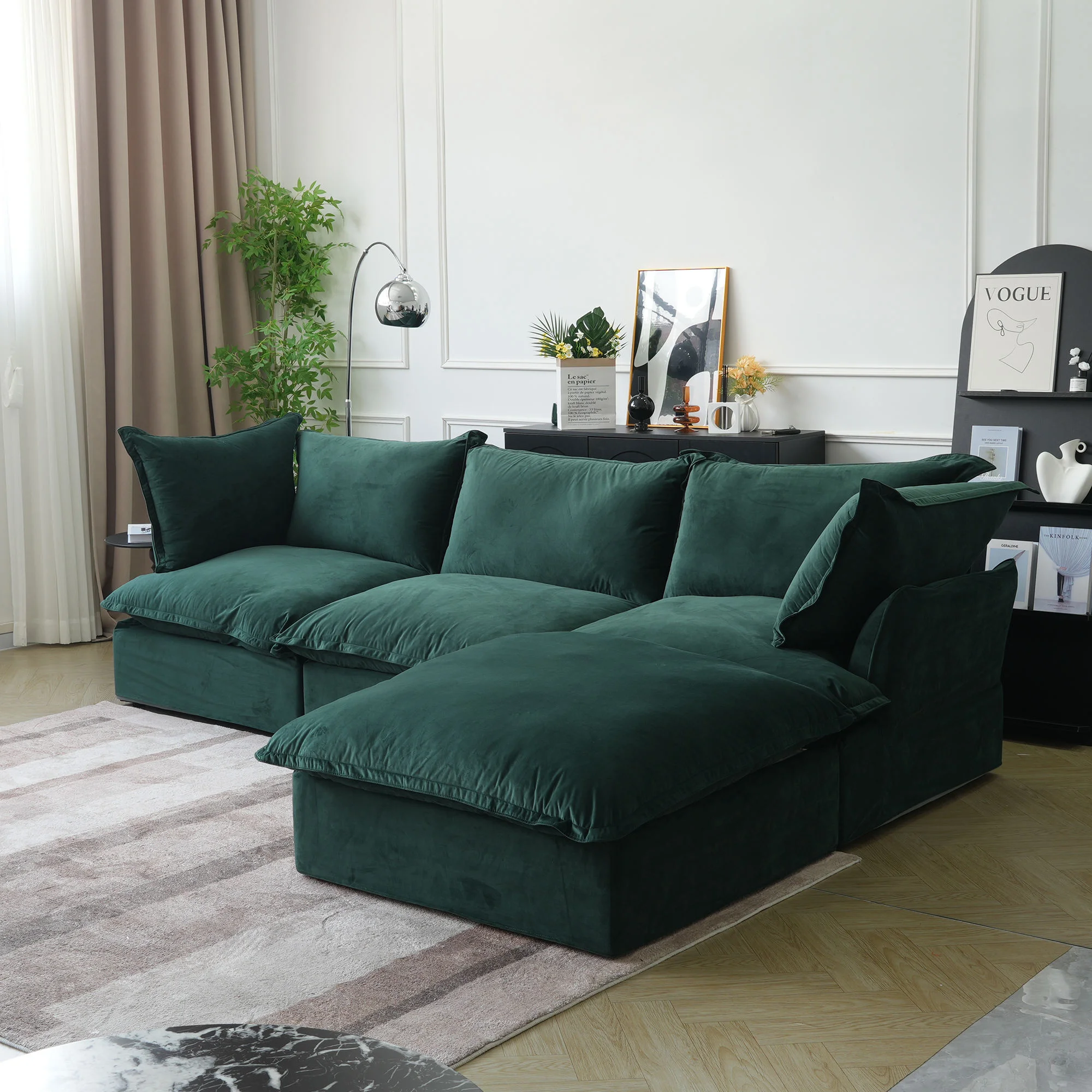 # 3 Seater Soft Family Home Couch Living Room Furniture Velvet Fabric Modular Sectional Sofa Couch Set