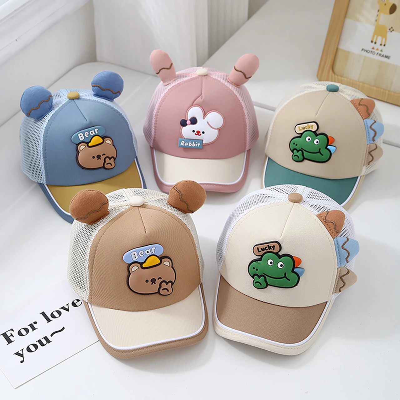 

Детская бейсбольная кепка с милыми животными из мультфильма, летняя сетчатая дышащая хлопковая кепка с утиным языком для мальчиков и девочек, солнцезащитная шляпа для новорожденных