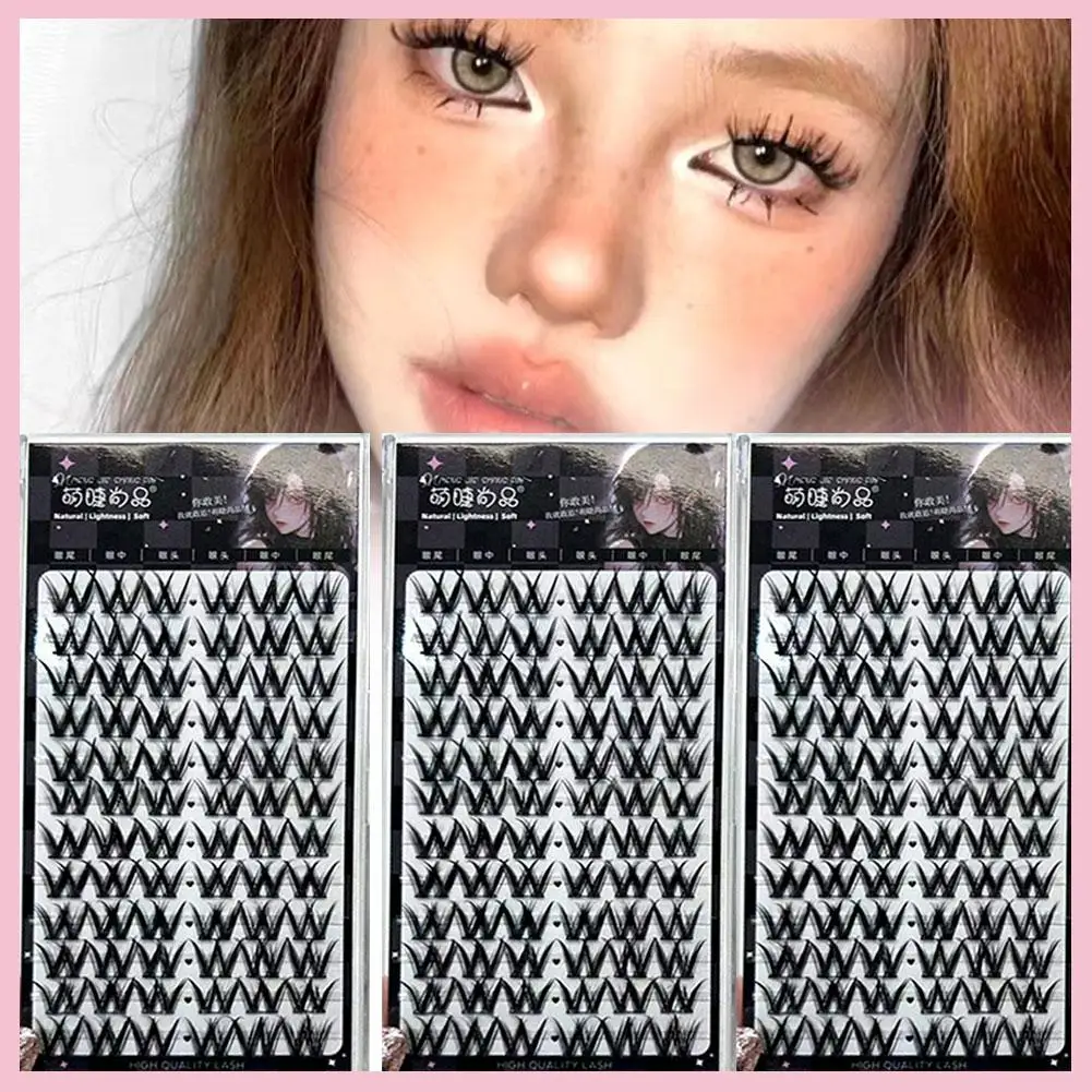 10 file Manga Eye Ciglia finte a forma di A Ciglia umidificate Ciglia spesse Manhua a spillo Naturalmente morbide Douyin Trucco Estensione ciglia