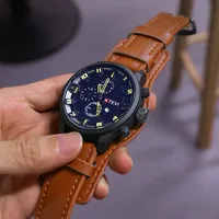Retro Men's Watches High-end Luxury Man Watch PU Leather Strap Date Business Quartz Watch Big Dial Military tactical Wristwatch 4