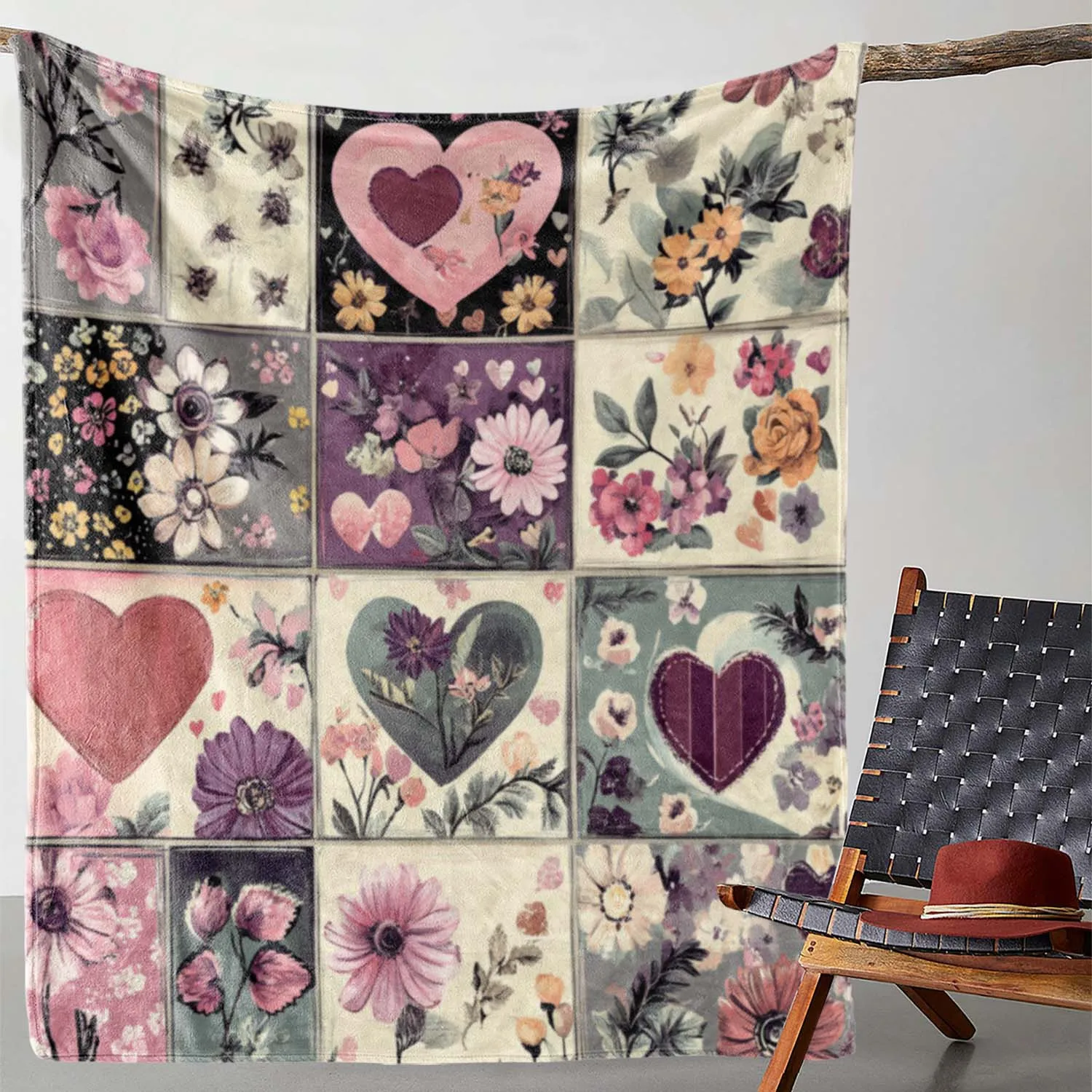 Vintage patchwork geruite bloemen flanellen deken warm gezellig zacht voor slaapbank auto kantoor camping reizen decor