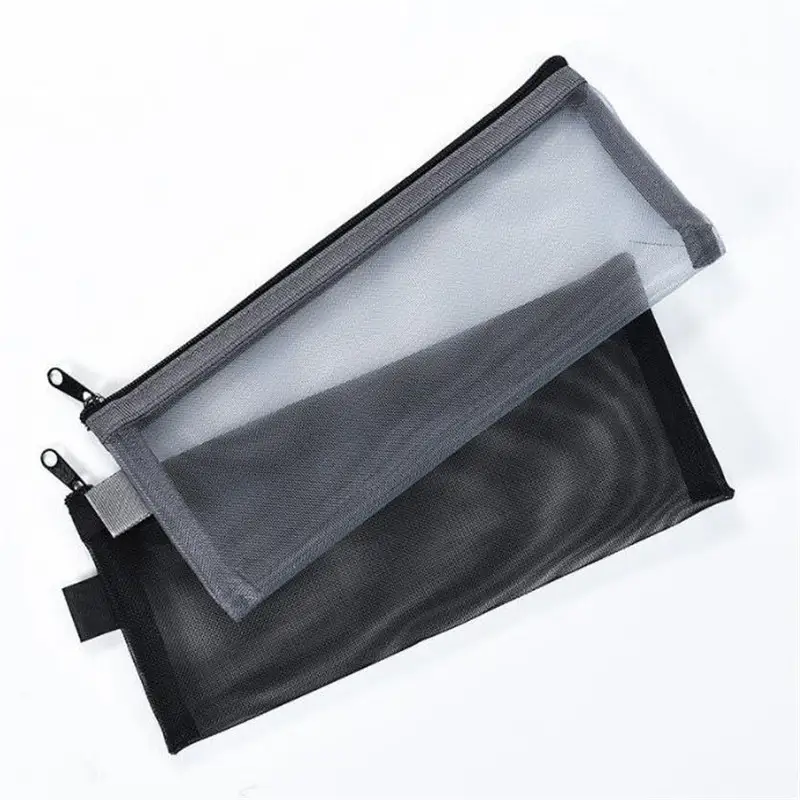1PC Colorful Nylon Mesh Zipper Cosmetic Case Transparent Makeup Pouch Handbags Coin Purse Mesh Pencil Bag for Brushes - 6