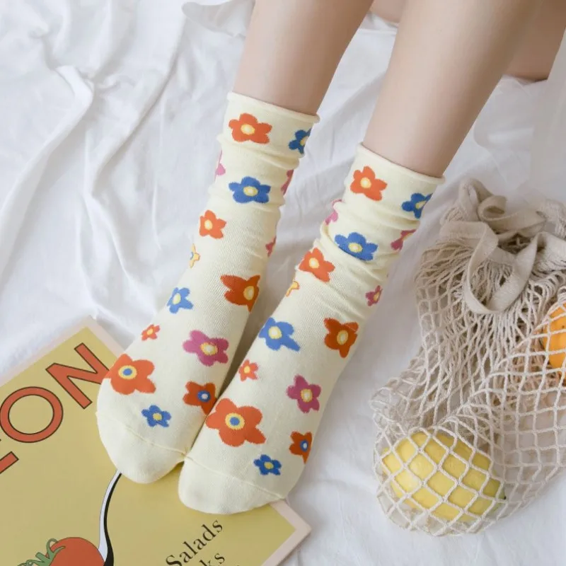 Japanese Korean Style Cartoon Flower Cute Socks Women Streetwear Skate Harajuku Kawaii Socks Autumn 38