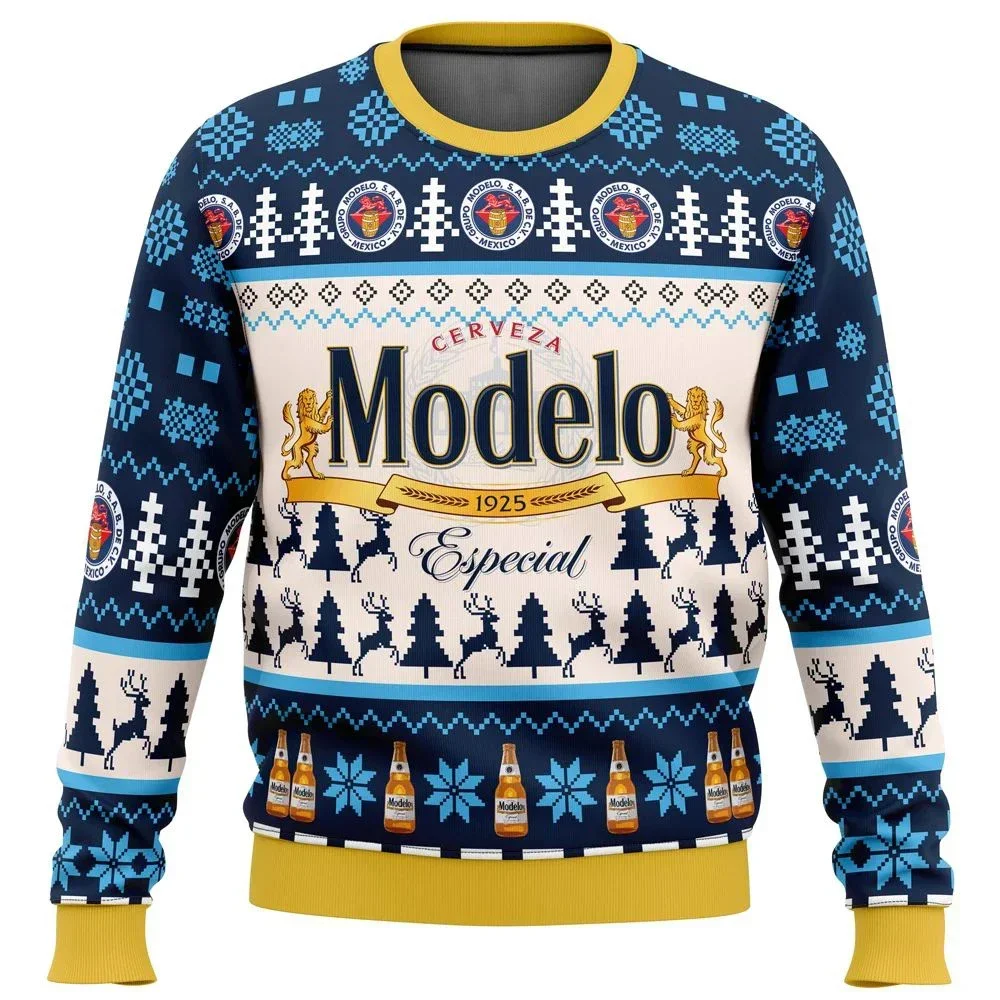 Modelo Especial Beer Ugly Christmas Sweater Gift Santa Claus Pullover Men 3D Sweatshirt And Top Autumn And Winter Clothi