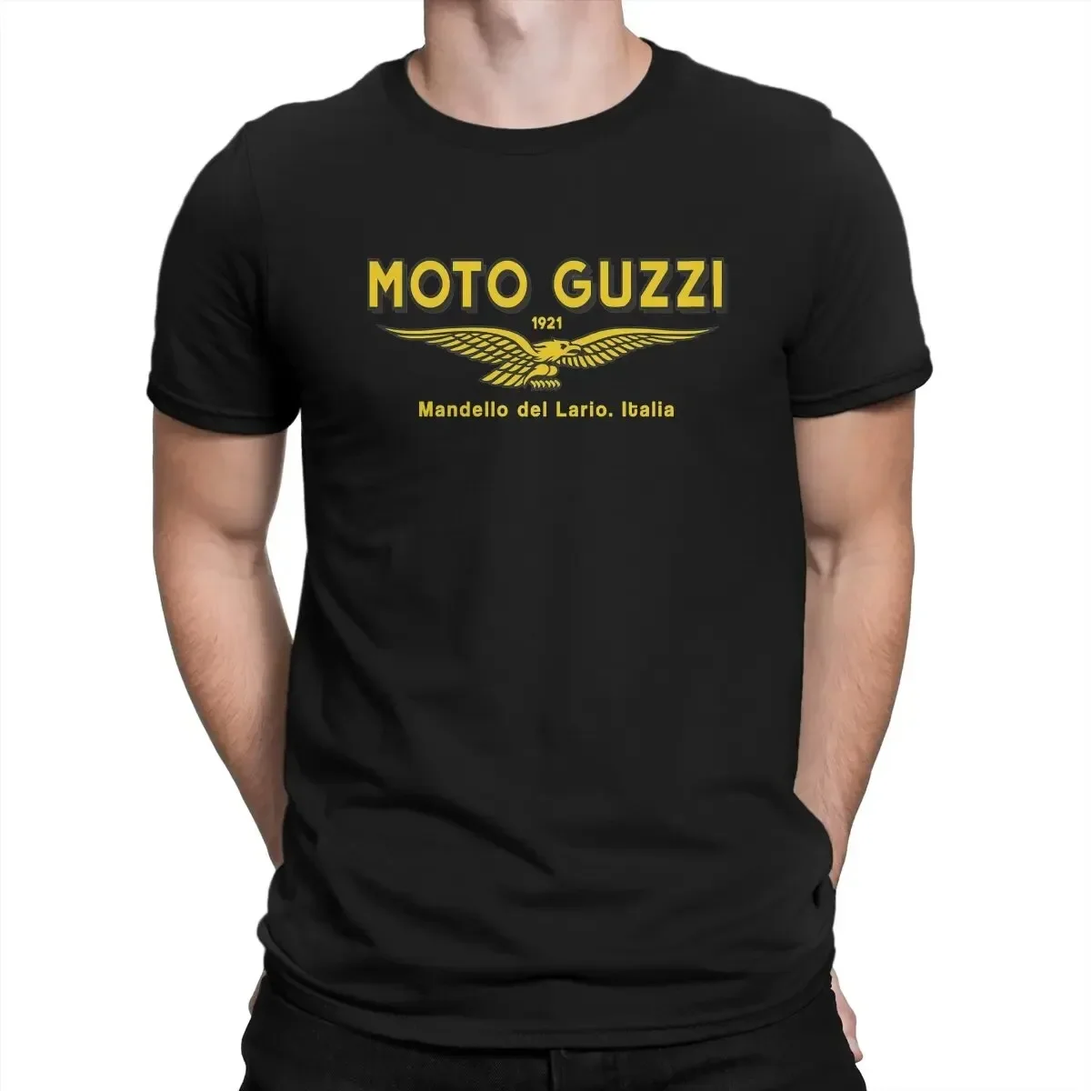 Men T-Shirts Moto Guzzi. Mandello Del Lario. 1921 Leisure Cotton Tee Shirt Short Sleeve Motorcycle Racing T Shirt Round Collar