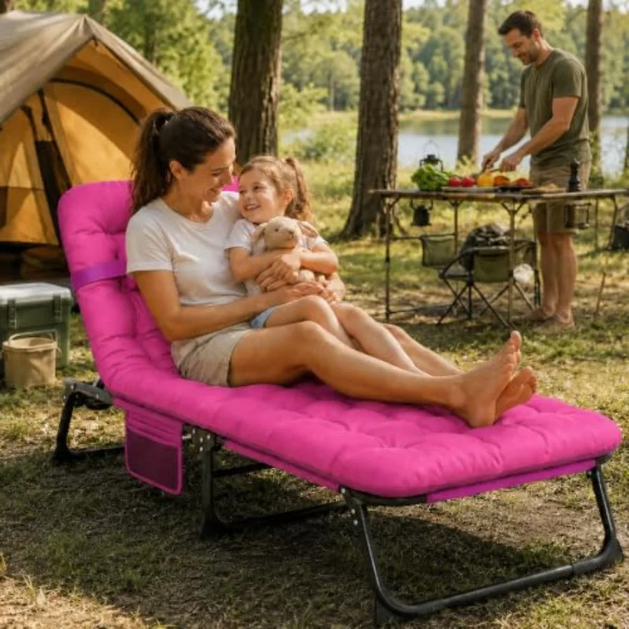 Tanning Chair with Face Hole for Outdoor Beach Patio Camping Home, Adjustable 5-Position, Removable Cushion Pillow