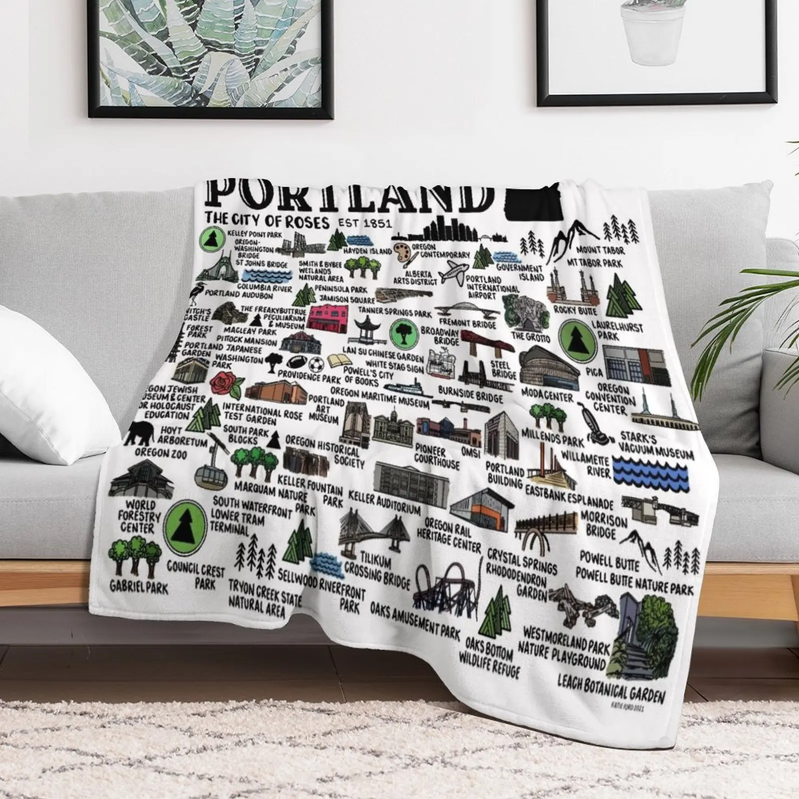 

Portland Oregon Map Throw Blanket Summer Beddings Furrys Bed Blankets For Bed Blankets