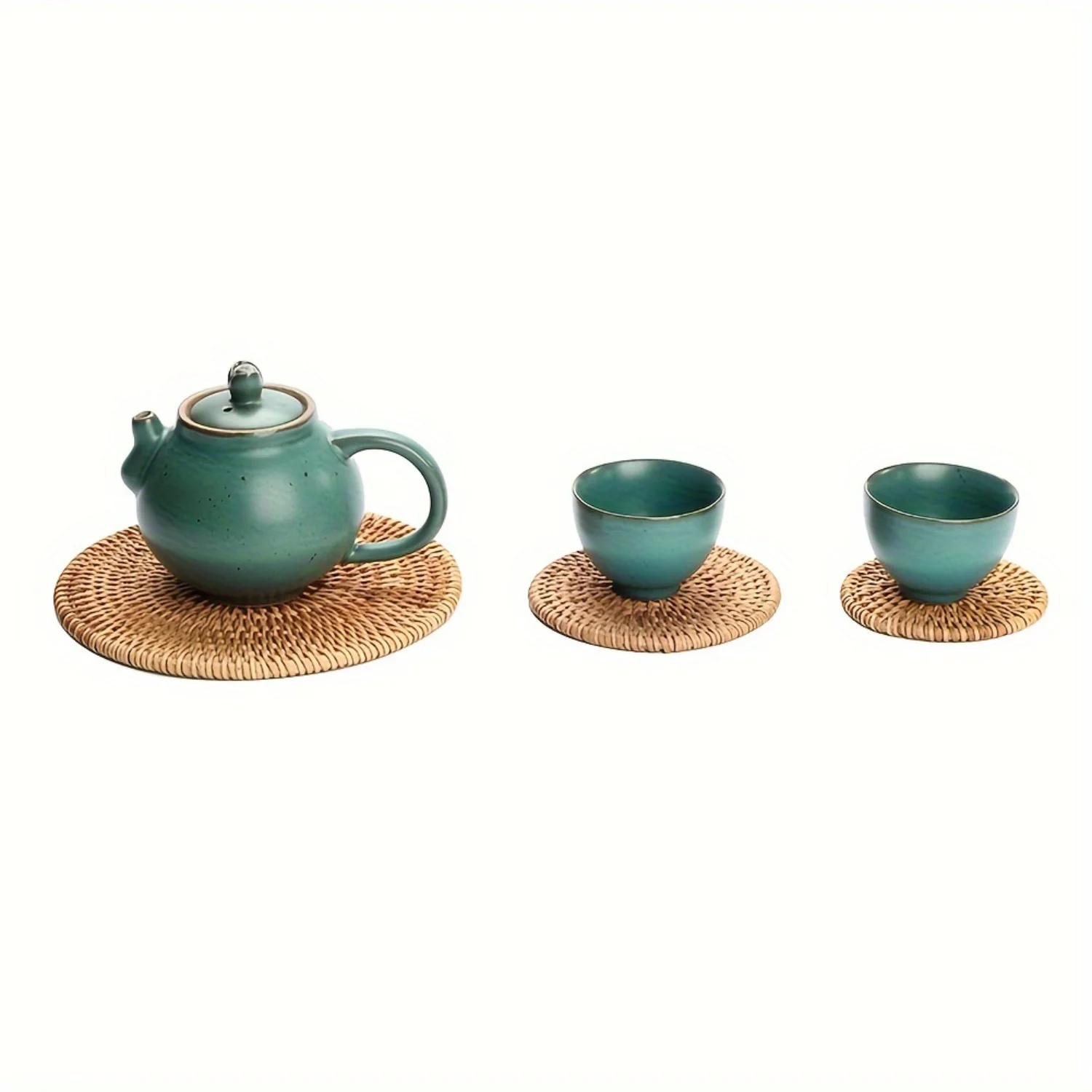 2Pcs Cup Mat For Anti-Scalding And Non-Slip, Knitting Rattan Round Solid, Placemat For Hotel/Restaurant