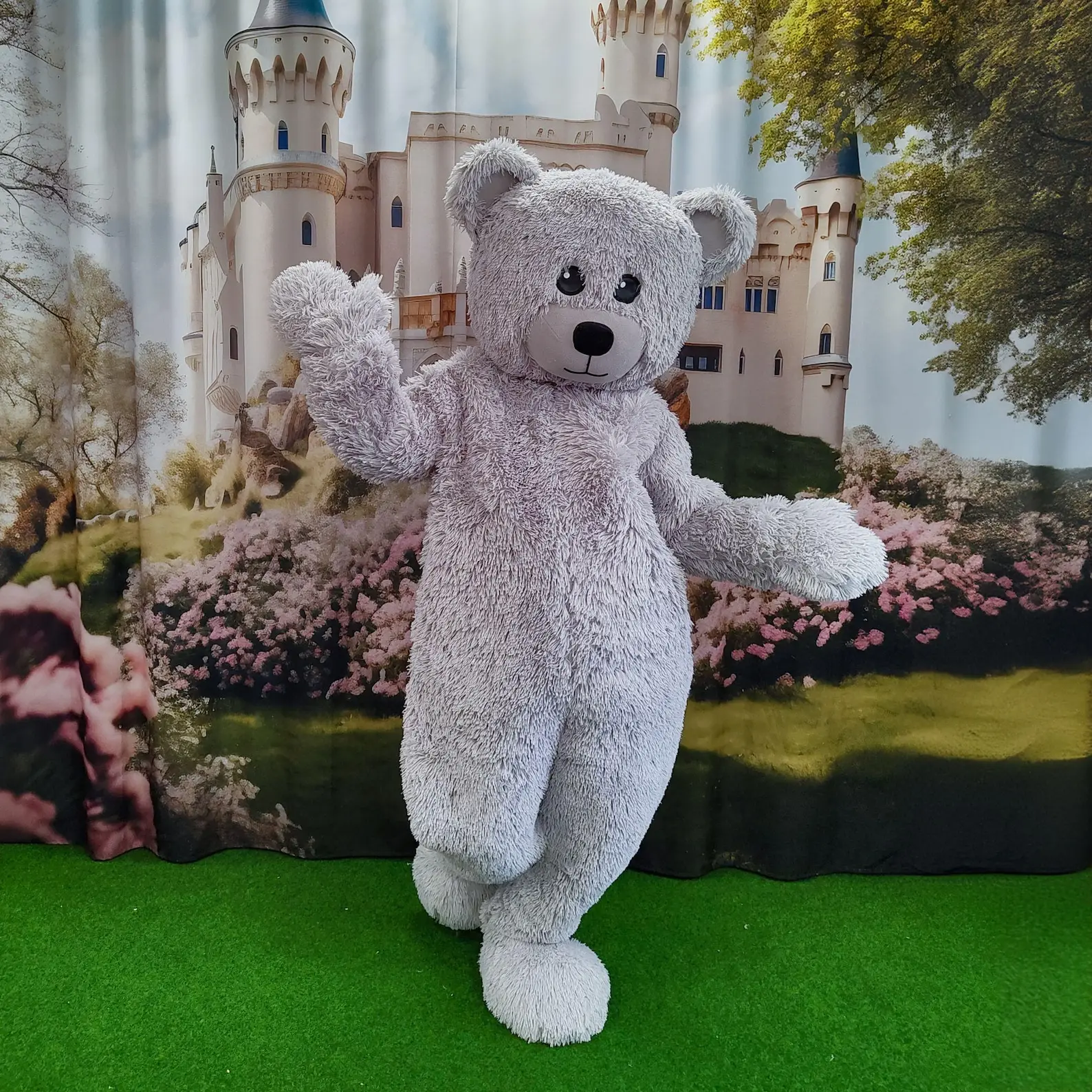 Grey Fur Teddy Bear Mascot Costume Adults Cartoon Walking Doll Clothes Halloween Christmas Fancy Wedding Party Dress