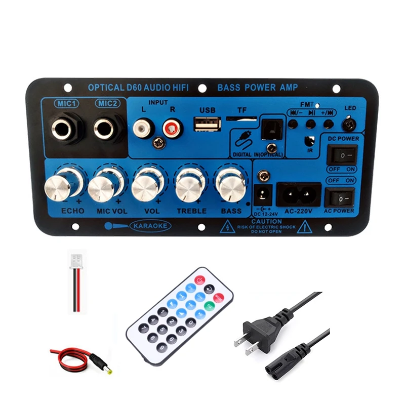 Bluetooth Amplifier Board BT5.0 High Power Bass Amplifier Optical Audio Input Karaoke Audio Motherboard Easy Install (US Plug)